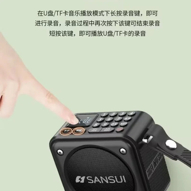 SANSUI U3 Portable Bluetooth Speaker with Deep Bass Supports TF Card USB FM AUX Hands Free Call for Outdoor Indoor Party