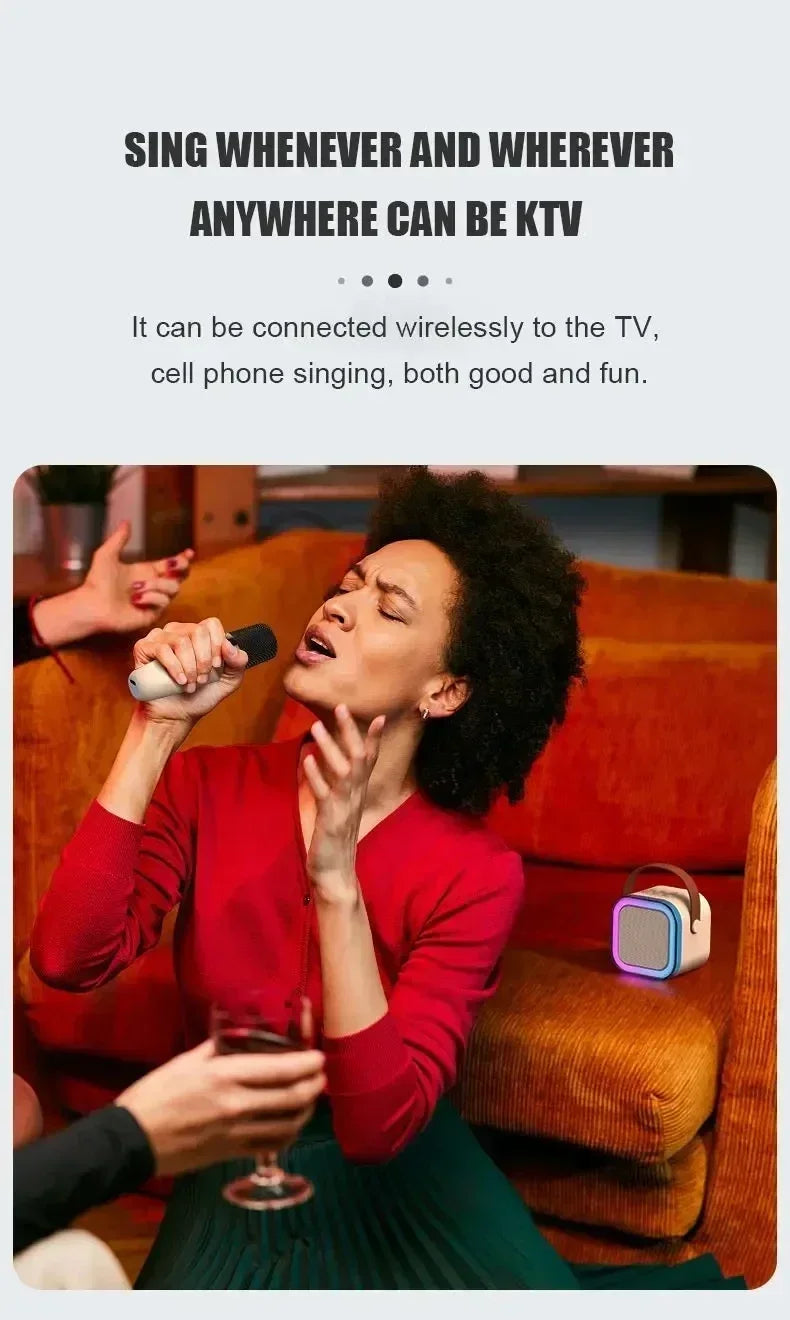 Bluetooth K12 Karaoke Machine Portable 5.3 PA Speaker System with 1-2 Wireless Microphones