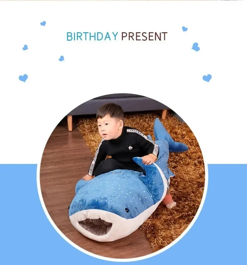 Large Whale Shark Body Pillow Long Cute Fish Stuffed Sofa Decorative Plush Body Pillow Whale Shark Back Plush Cushion Decor Gift