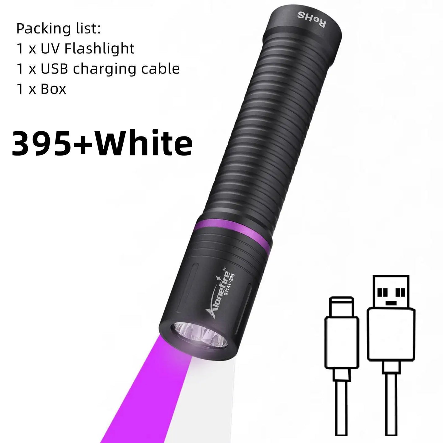 2 In 1 UV White Light Rechargeable Flashlight