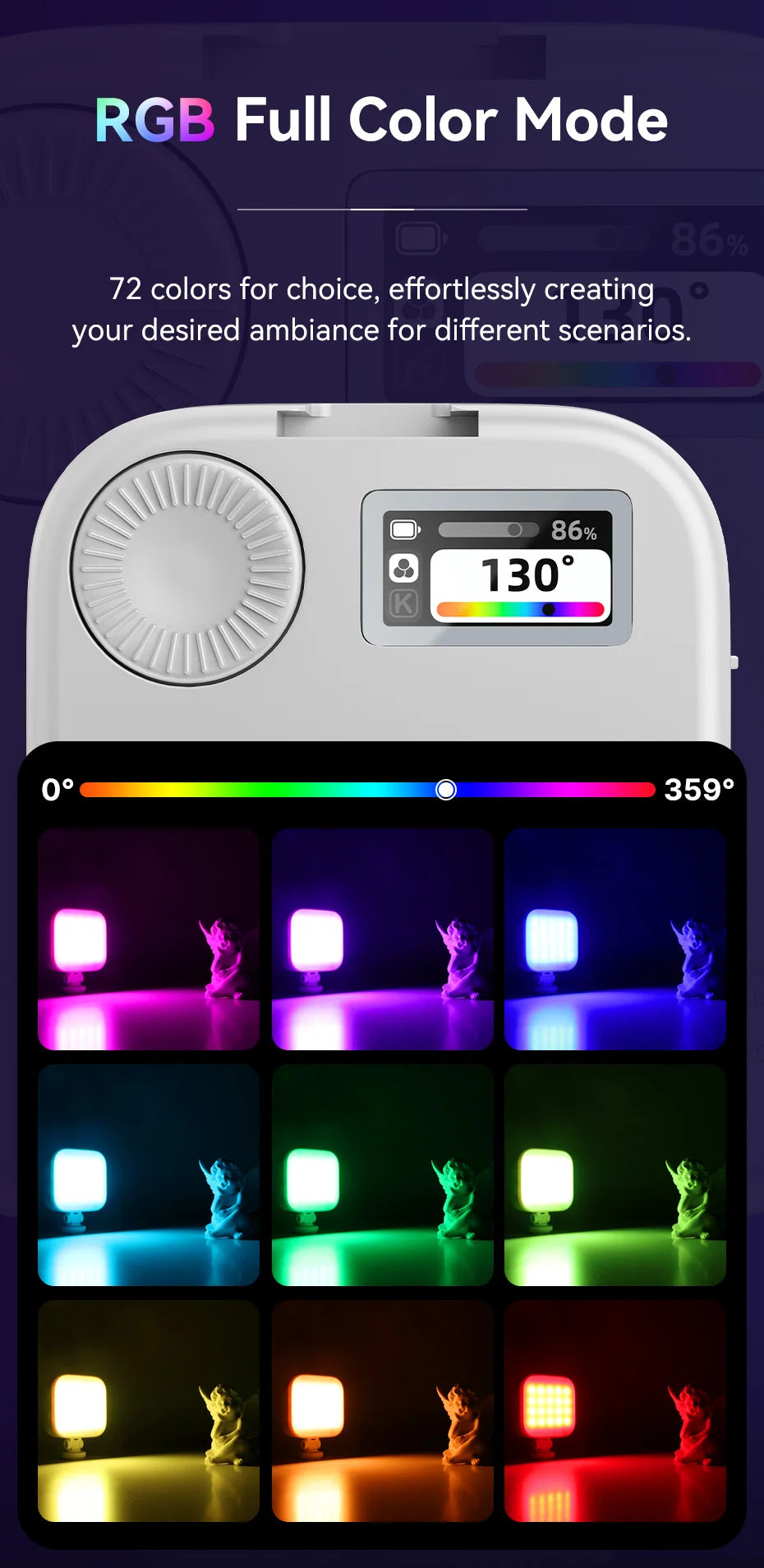 U60 Mini Pocket LED Video Lamp – RGB 2500-9000K Rechargeable Photography Light with LCD Screen & Cold Shoe Mount