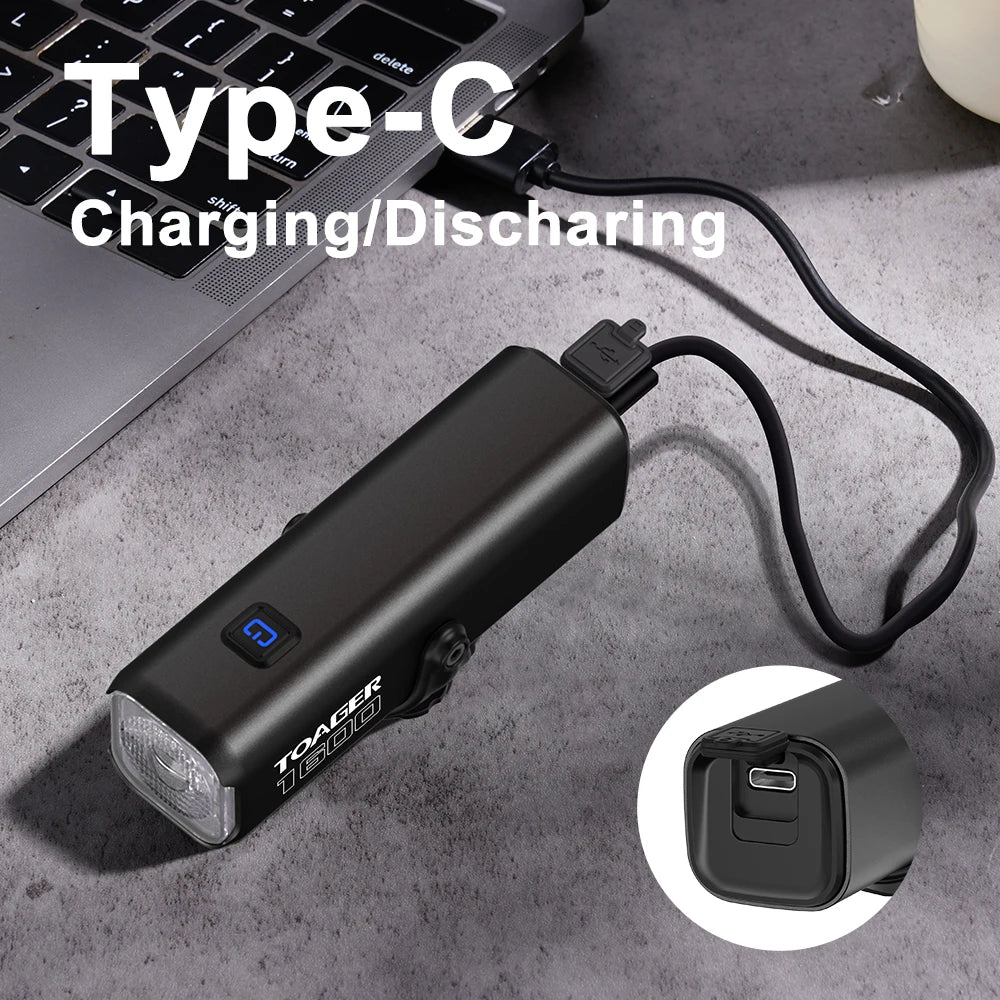 1600LM Bike Light Front Lamp TypeC Rechargeable LED 21700 5000mAh Bicycle Light Waterproof Headlight Bike Accessories