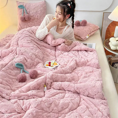 2 in 1 Pillow Quilt Nap Blanket Double-use Thickened Taffeta Velvet Warmer Cushion for Sofa Car Office Foldable Sleeping Nap