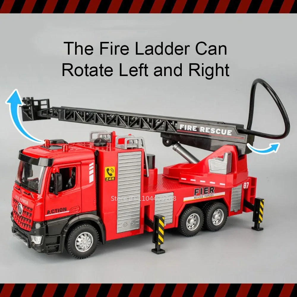 1:32 Ladder Truck Water Tanker Military Missile Rocket Launcher Trucks Model Toy Car Metal Diecast Sound Light Models Boys Gifts