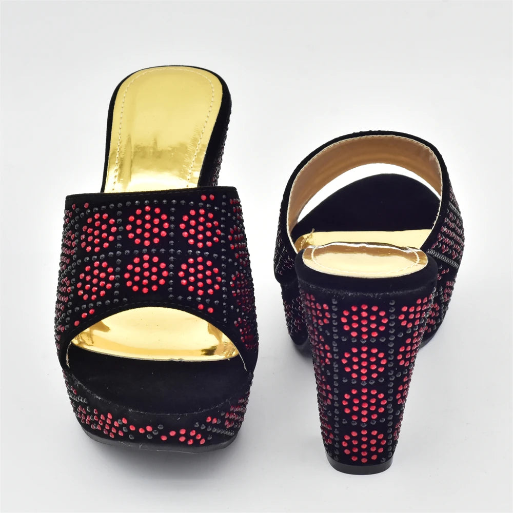 Luxury Designer Shoes Italian Shoe and Bags Matching Set with Rhinestone Women's Shoe New Trend Italy Shoe with Bag Set