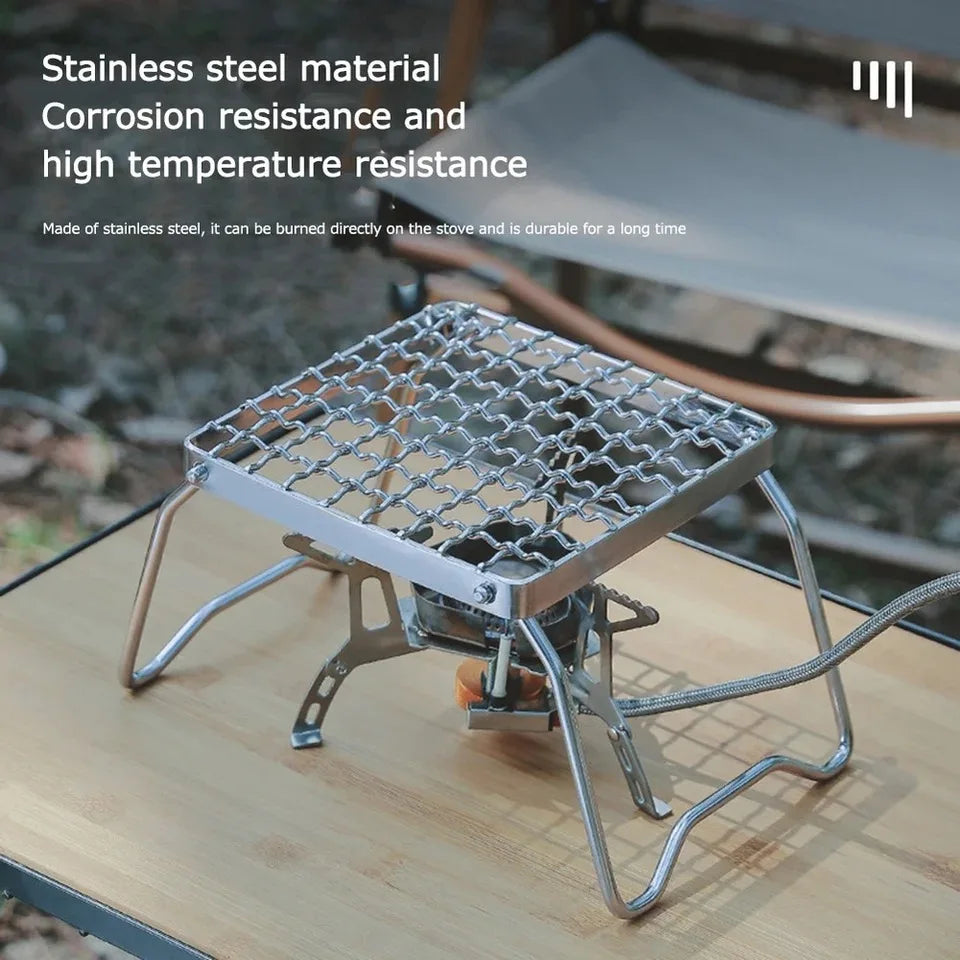 Camping Folding Barbecue Rack Outdoor Picnic BBQ Small Table Charcoal Oven Stainless Steel Mesh Mini Stove Burning Table