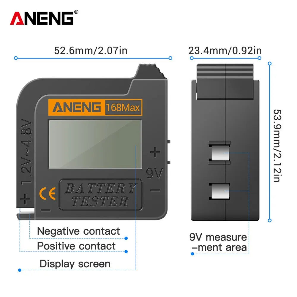 Max Digital Lithium Battery Tester Capacity Universal Test Checkered Load Analyzer Display Check AAA AA Button Cell