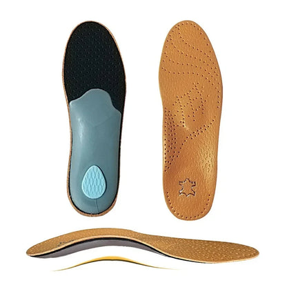 1Pair Orthopedic Insoles Arch Support Insole Flat Feet Plantar Fasciitis Shoe Pads Quality Leather Deodorising Shoe Sole