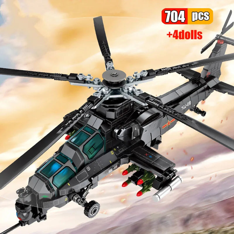 704 Pcs Helicopter Sets City Police Military Plane Building Blocks War Army Fighter Fire Rescue Huey Copter Swat Aircraft