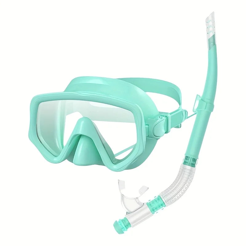 Dry Snorkel Set Diving Mask For Adults Tempered Glass Professional Panoramic Snorkeling Gear Swimming Training Snorkel Kit