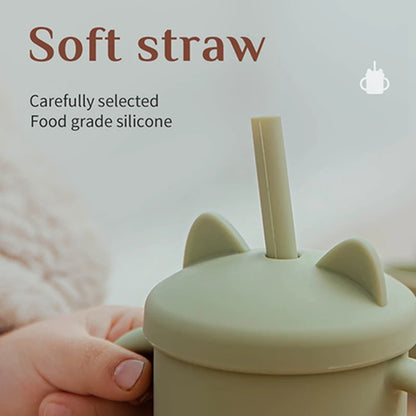 1pcs Baby Silicone Straw Cup BPA Free Portable Storage Snack Container Feeding Cup Kid Leakproof Learning Drink Cup Newbaby Gift