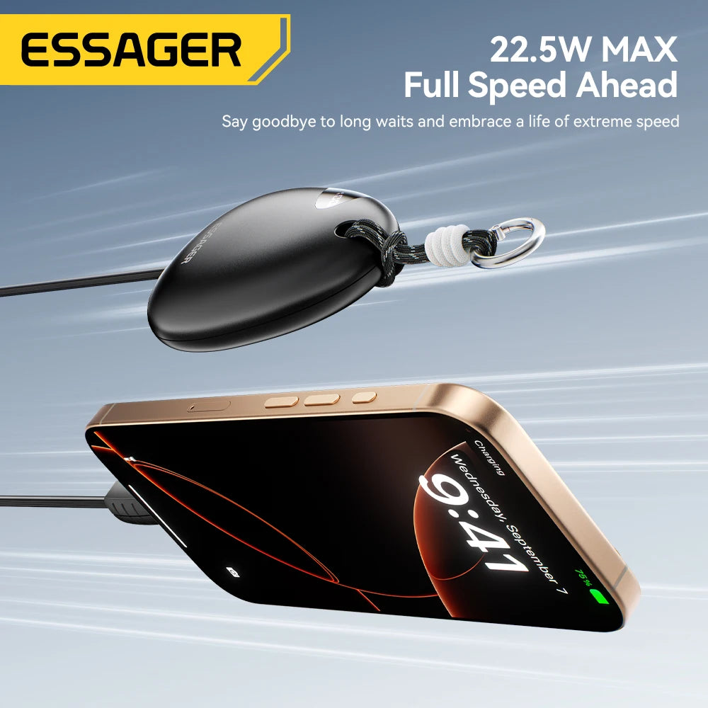 10000mAh Power Bank 22.5W Fast Charging Retractable Cable Wireless Charging with Digital Display & SOS Light