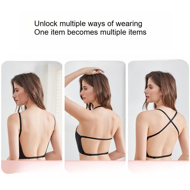 Womens Deep Plunge Underwire Push Up Bra