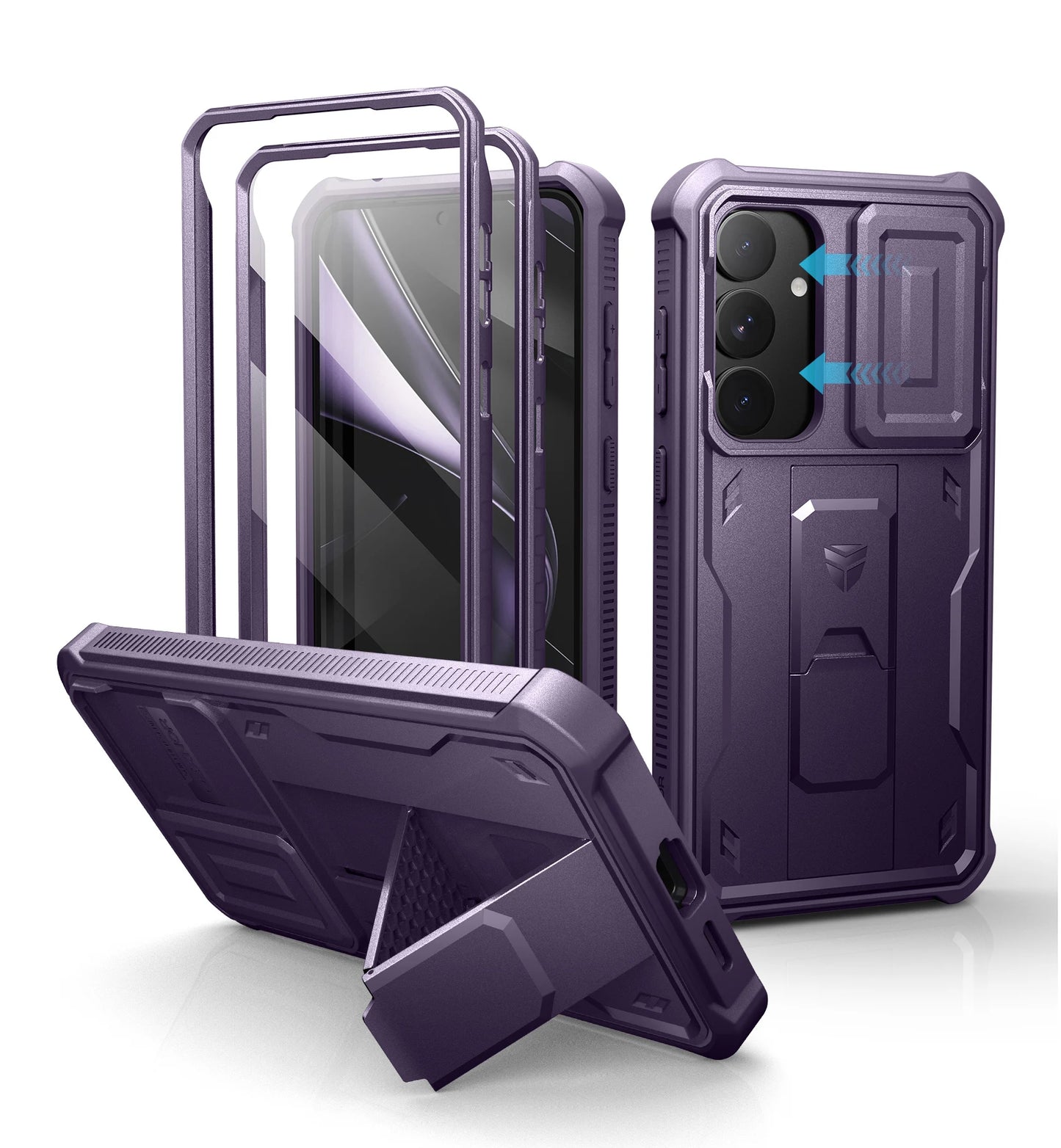 For Samsung Galaxy S25 Plus 2025 Case Full Body Rugged Case with Camera Cover & Built-in Screen Protector Kickstand Case