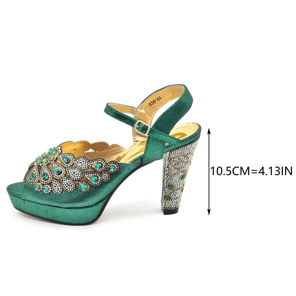 Style Matching Bag and Shoes Set Italian Women Design Shoes Matching Bag Decorated with Rhinestone Luxury Pumps Women