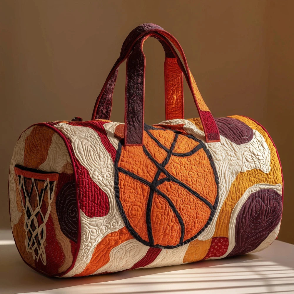 Basketball 3D Printed Quilted Duffel Bag Large Capacity Sport Travel Gym Bag Weekender Overnight Bag for Unisex Basketball Fans