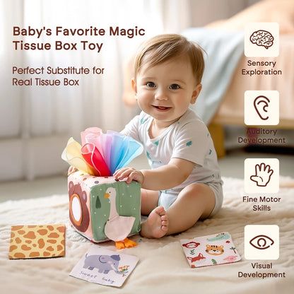 Baby Montessori Toy Magic Tissue Box Cotton Educational Learning Activity Sensory Toy For Kids Finger Exercising Busy Board Game