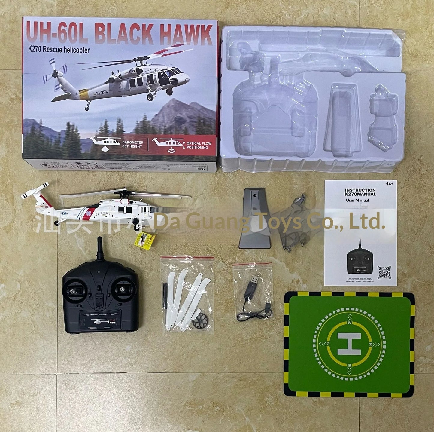Remote Control Military Helicopter With Brushless Motor And Optical Flow Positioning