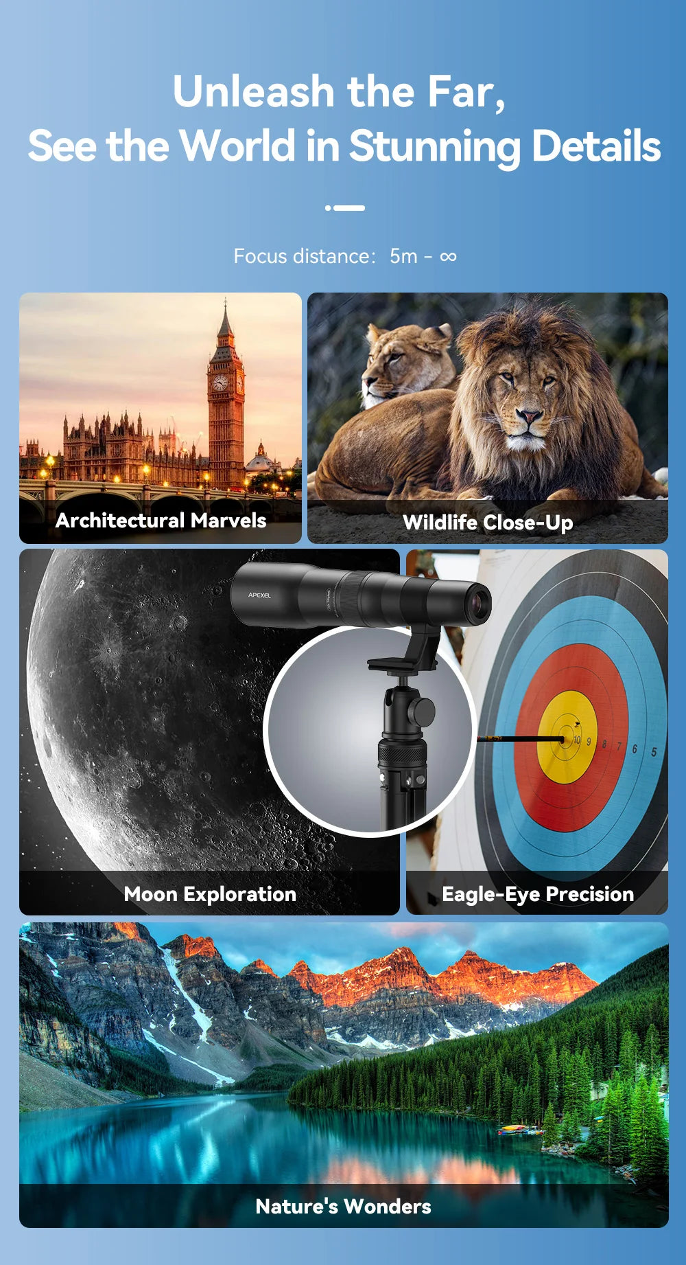 50X Telephoto Smartphone Lens with Tripod and Phone Clip
