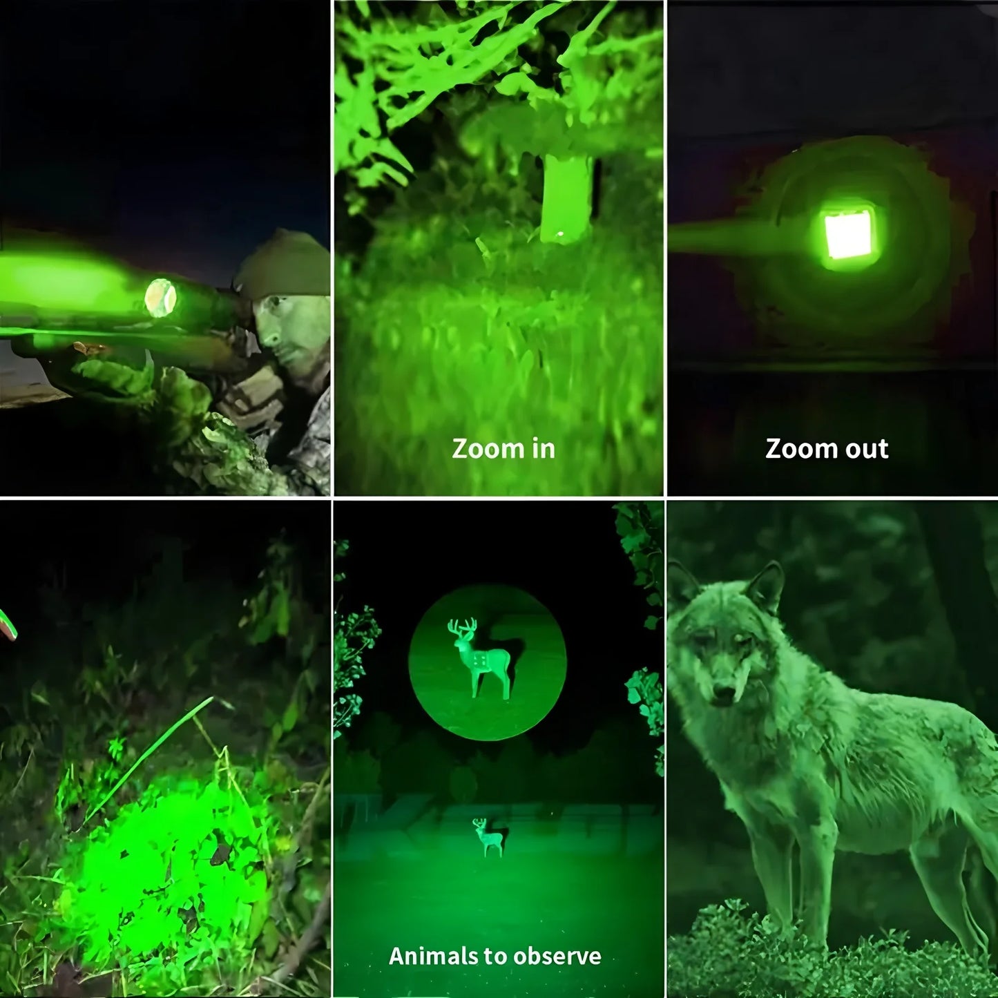 Zoom Green Light Rechargeable LED Flashlight