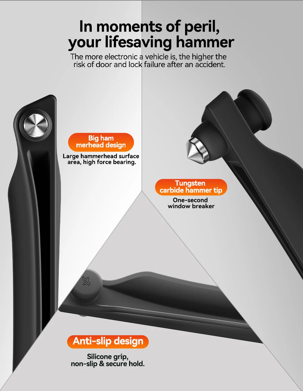 Car Seat Gap Filler with Emergency Safety Hammer for Tesla and All Vehicles