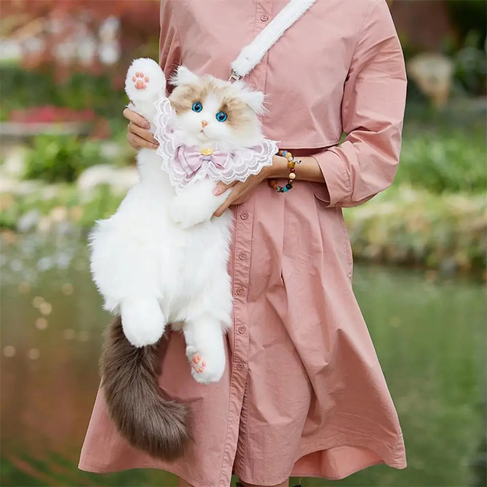 Mini Calico Cat Plush Backpack Soft Shoulder Bag