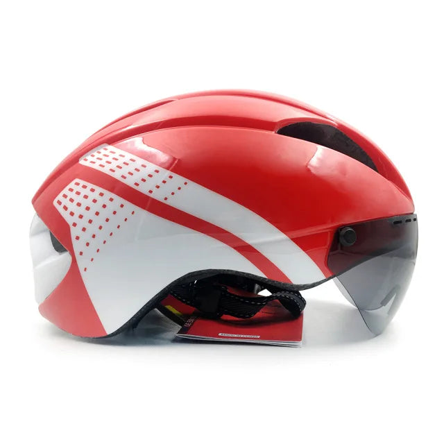 Aero Time Trial Cycling Helmet With Magnetic Lens