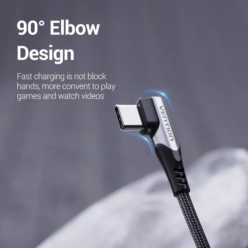 USB C Cable 90 Degree Fast Charger USB A to Type C Cable for Huawei Honor Xiaomi Redmi Samsung Mobile Phone USB-C Cord