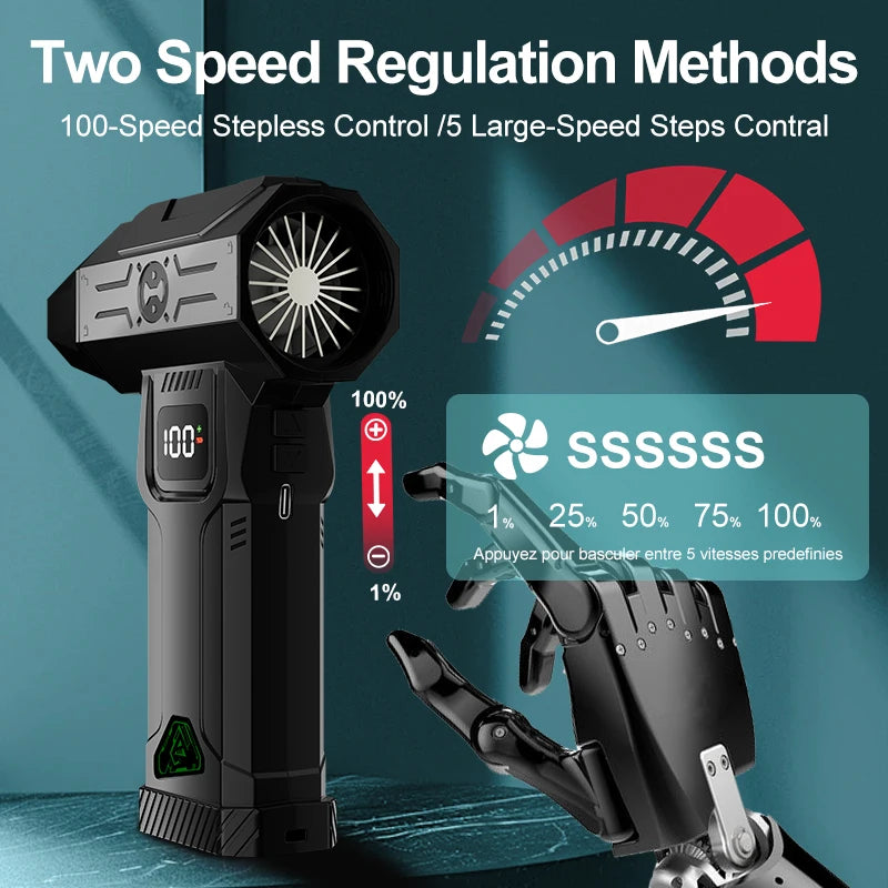 1310000RPM Turbo jet Air Blower Cordless Compressed Air Duster Ultra-Powerful Airflow (5 Adjustable Speeds)  Vacuum Cleaner