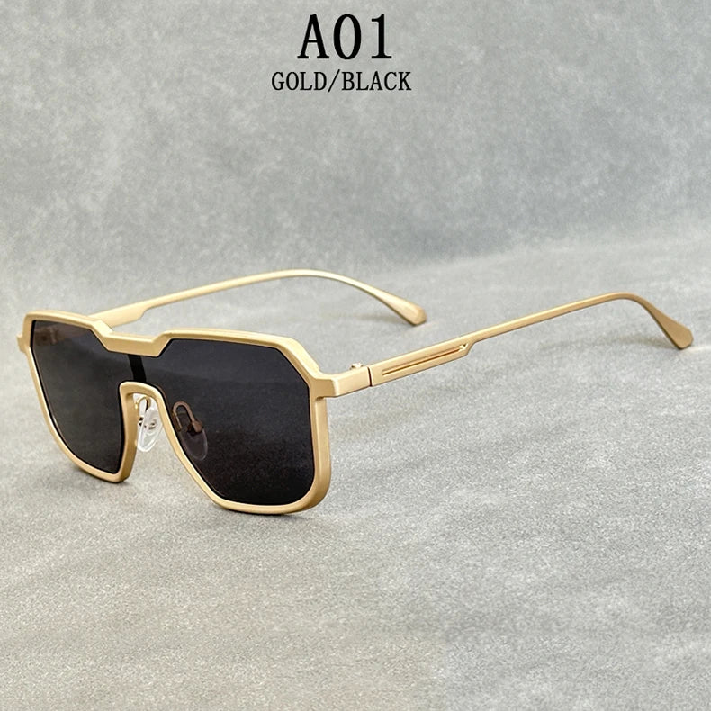 Square Steampunk Metal Sunglasses With UV400 Protection
