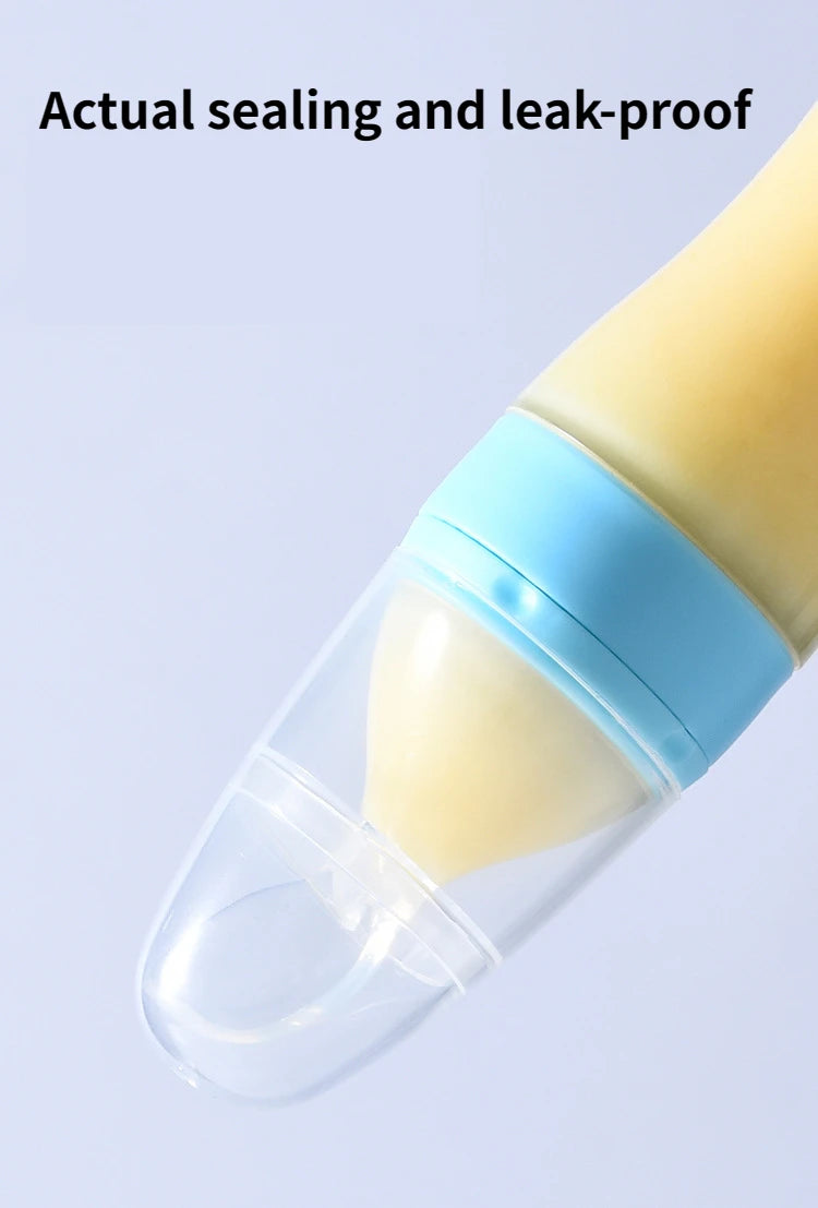 Silicone Squeezing Feeding Bottle Newborn Baby rice cereal Training Rice Spoon Infant Cerea Food Supplement Feeder Portable 90ML