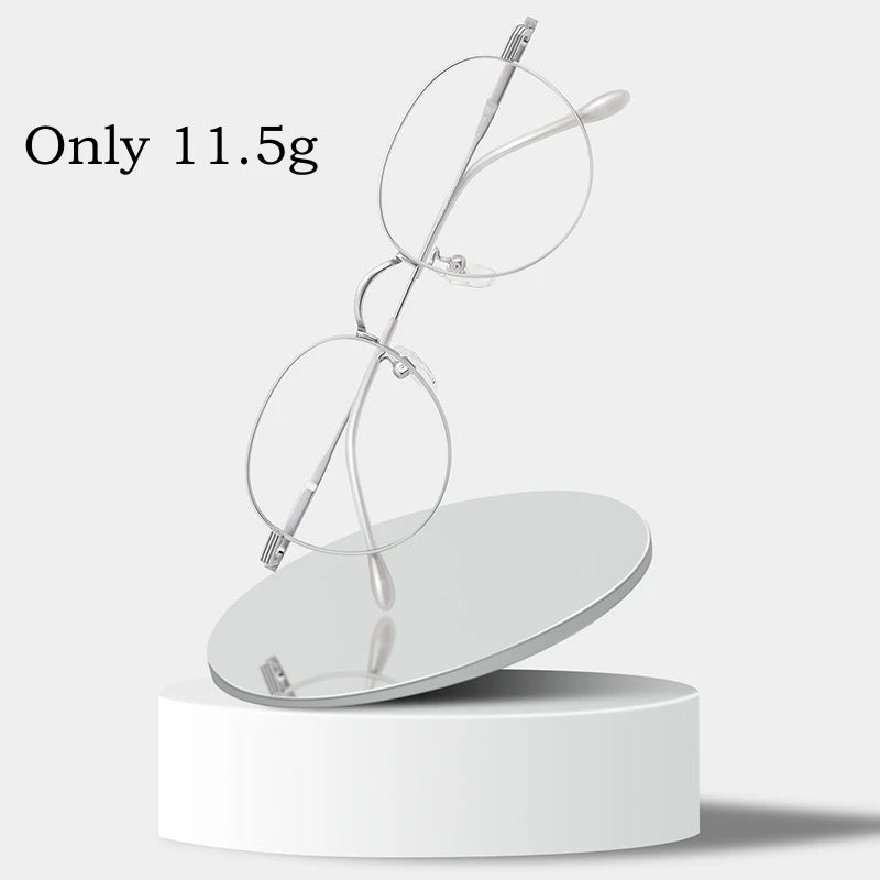 Ultra-light High Quality Pure Titanium Eyewear Men Retro Round Decorative Optical Prescription Glasses Frame Women