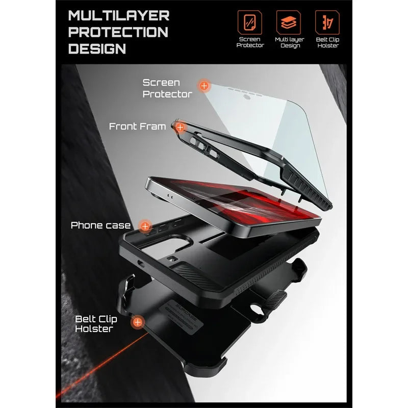 Rugged Phone Case with Screen Protector Kickstand and Belt Clip for Samsung Galaxy S26 FE