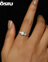 925 Sterling Silver Three Stone 1.6 CT Moissanite Wedding Opening Rings For Women Diamond Cut Flower Rings