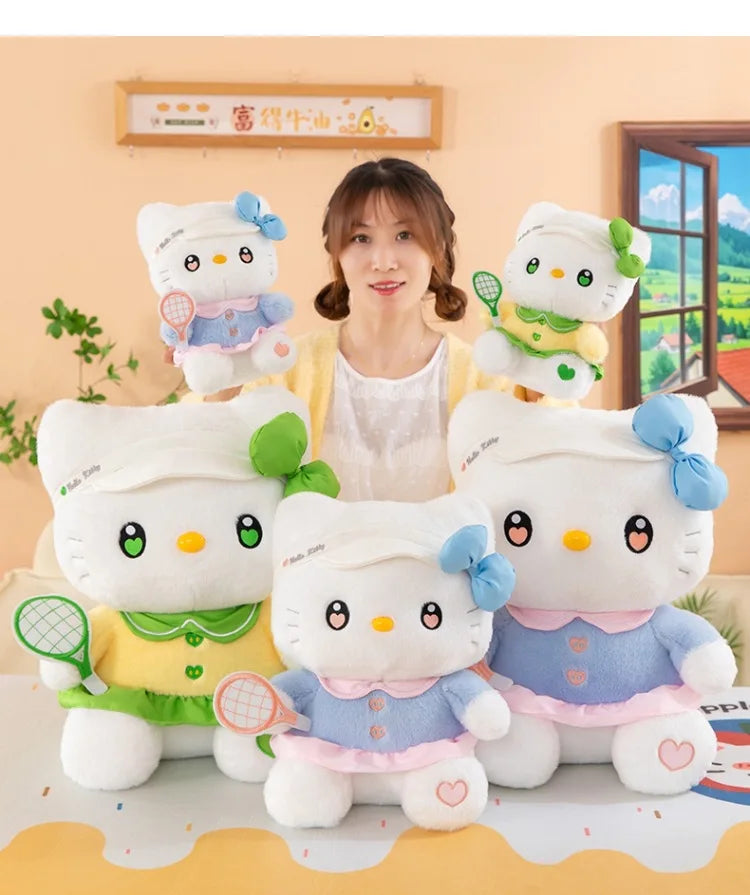 Cute Cat Character Tennis Theme Plush Stuffed Doll Toy