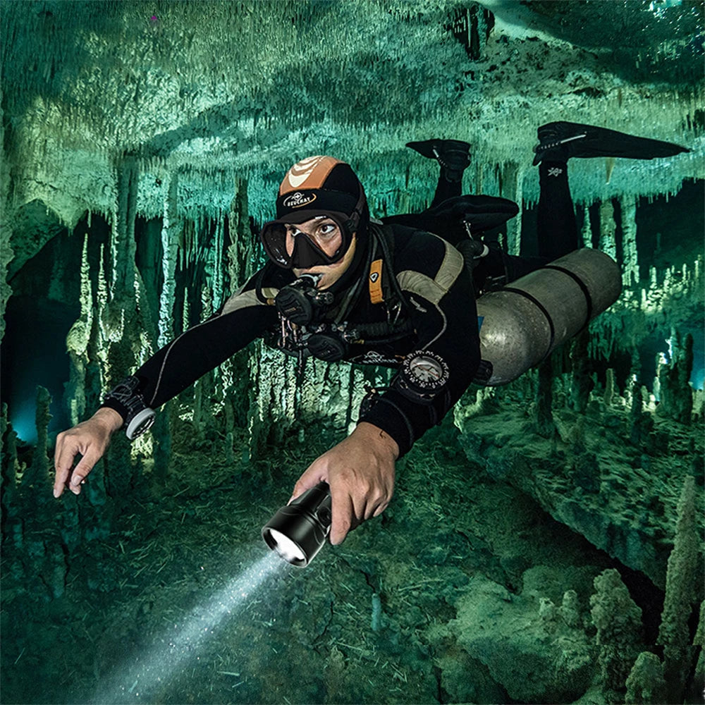12W Diving Flashlight Rechargeable Underwater LED Torch