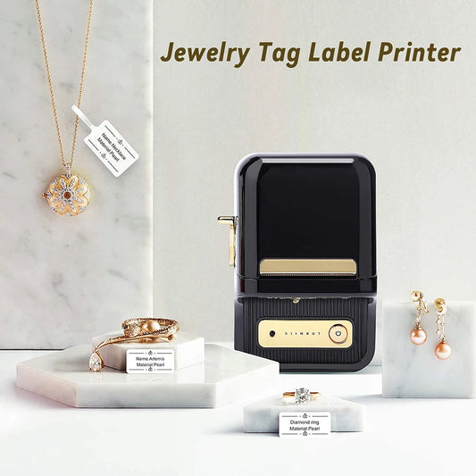 B1/B21 Jewelry Label Printer, Bluetooth Wireless Thermal Sticker Maker 20–50mm, Inkless Price Tag Label Machine for Necklace Ring Bracelet