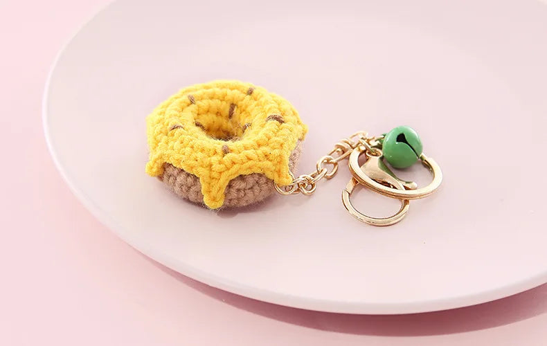 5 Pcs Handmade Weaving Keychain Wool Crochet Unique Knitted Pendant Keyring Strawberry Watermelon Orange Pendant Key Chain Gifts