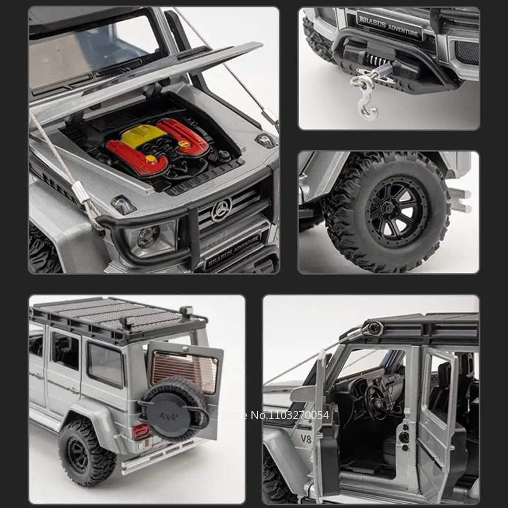 1:24 G63 G550 Diecast Alloy Miniature Model Toys Cars Sound Light Pull Back Doors Opened Off-road Vehicles Boys Birthday Present