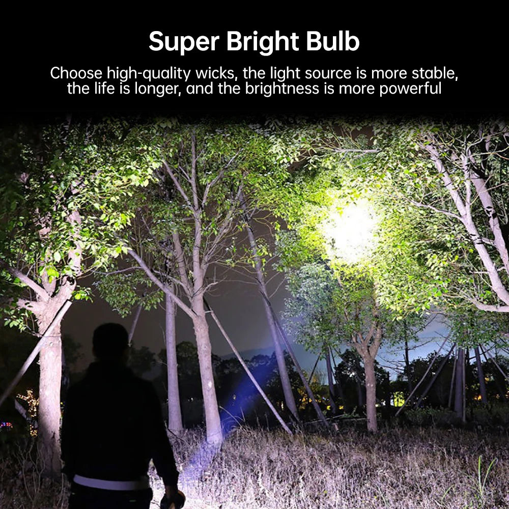 High Power 7 LED Flashlight Rechargeable USB Torch with COB Side Light Portable Outdoor Work Lamp