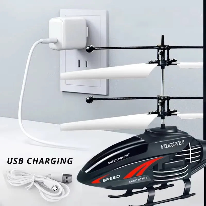 2 Channel Gesture Control Suspension Helicopter RC Remote Induction Aircraft With Charging LED Light Toy for Boys
