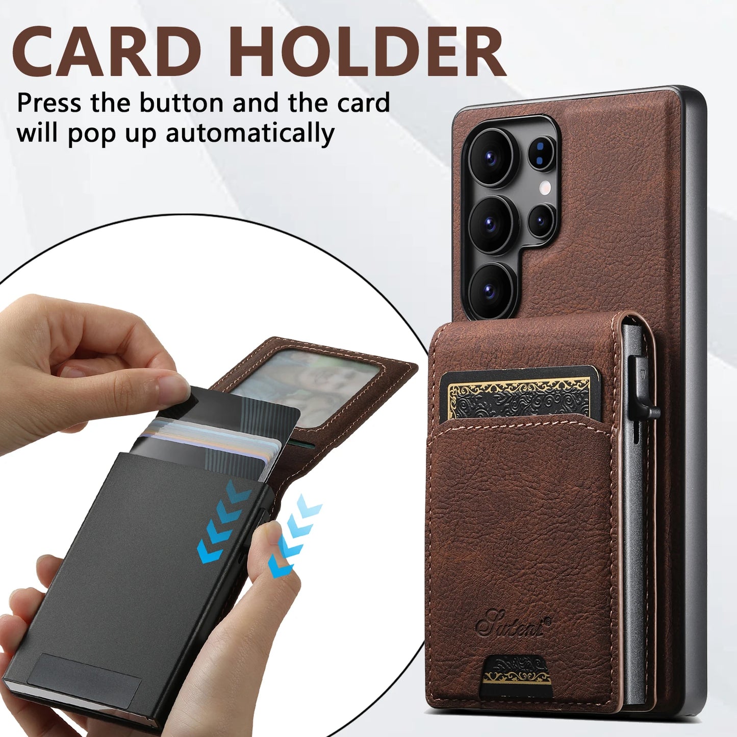 Magnetic PU Leather Wallet Case with Card Slot & Kickstand for Samsung Galaxy S26 Ultra / S25 Plus – Wireless Charging Cover