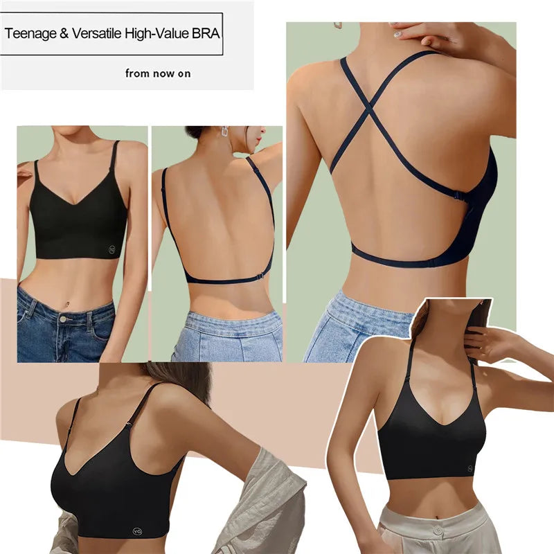 Womens Deep U Neck Seamless Wireless Plunge Bra