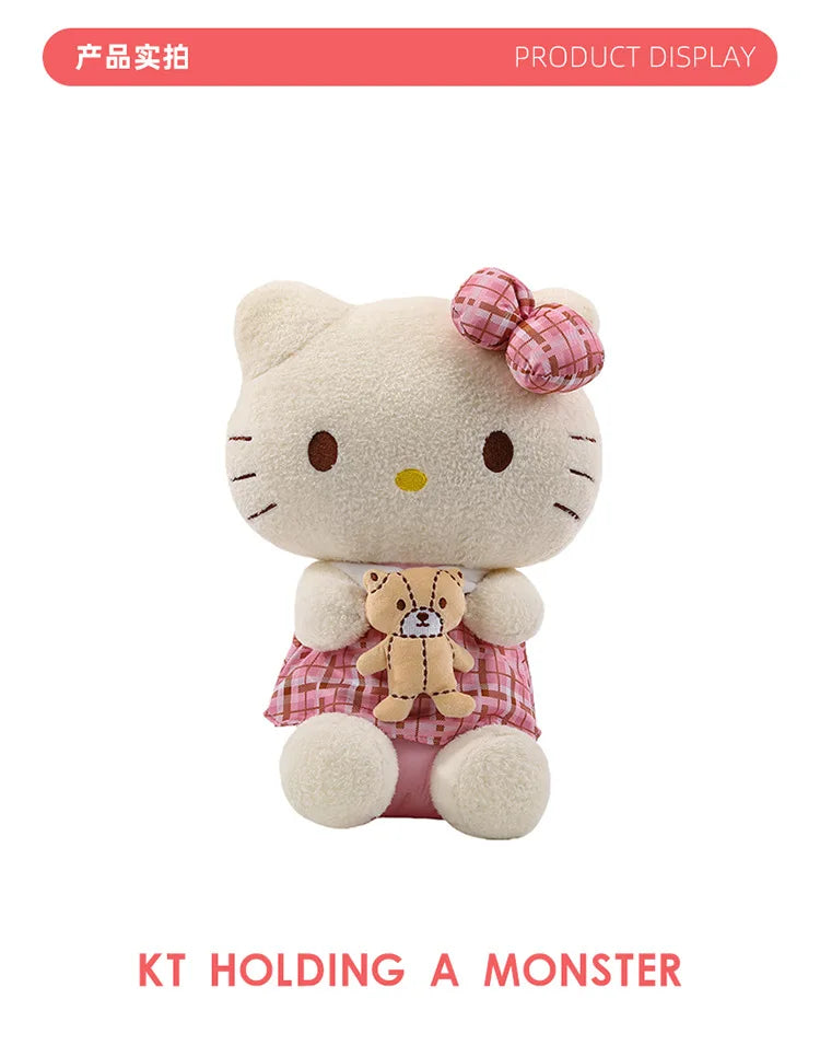 Kawaii Retro Hello Kitty Stuffed Doll Sanrio Plush Toy Kids Anime Birthday Gift Wholesale Large Sanrio Kitty Soft Stuffed Doll