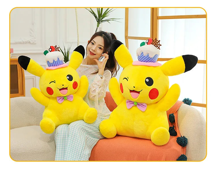 60cm Pokemon Kawaii Pikachu Plush Toy Anime Stuffed Doll Large Pillow Kids Birthday Xmas Gift Pokemon Cake Plushie Arcade