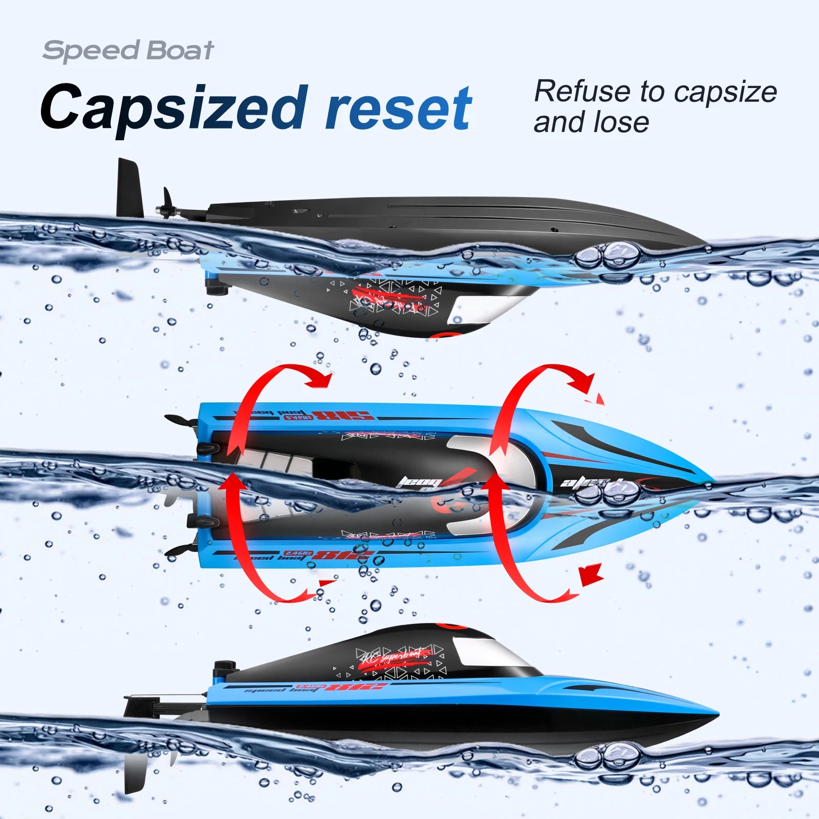 Rc Boat Large 48Cm 40Km/h High-Speed Remote Control Speedboat 2.4G Waterproof Electric Racing Ship Water Toys for Boys