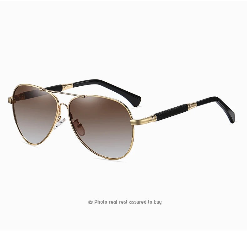 Titanium Memory Metal Photochromic Polarized UV400 Pilot Sunglasses for Men Women