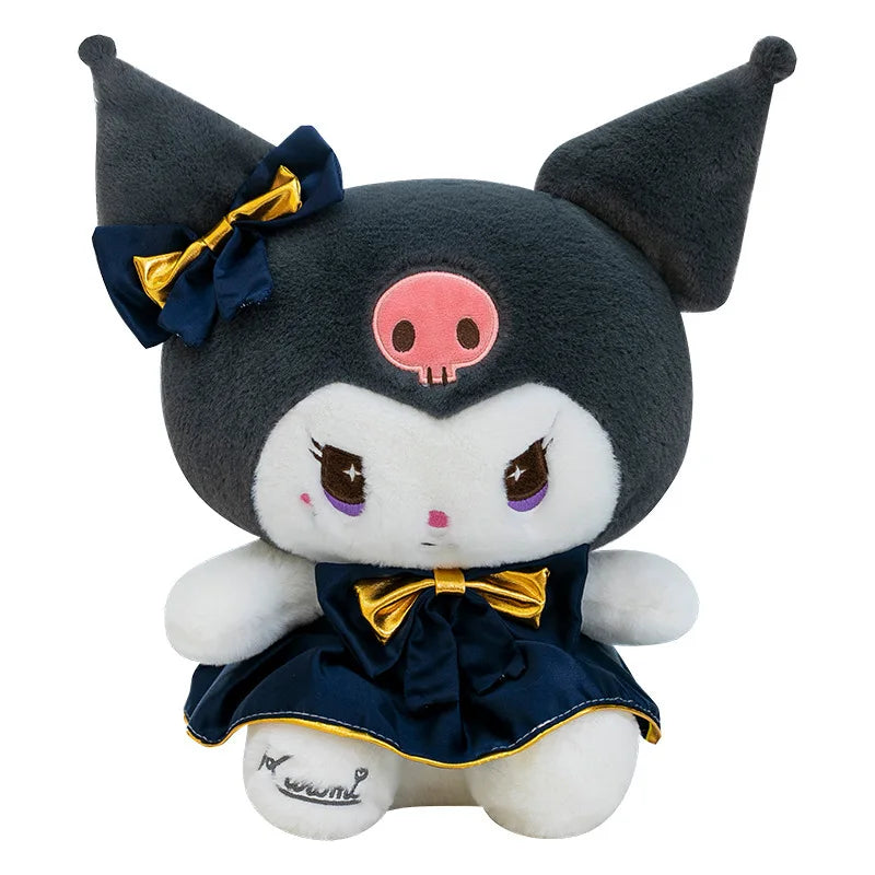 Kawaii Kuromi Plush Toy Melody Stuffed Doll Sanrio My Melody Dress Gift for Kids Birthday Xmas Girls Bedtime Pillow Wholesale