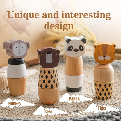 Montessori Toys For Babies Wooden Cartoon Animal Jigsaw Puzzle Toy Baby Education Puzzle Game Newborn Hand And Foot Exercise Toy