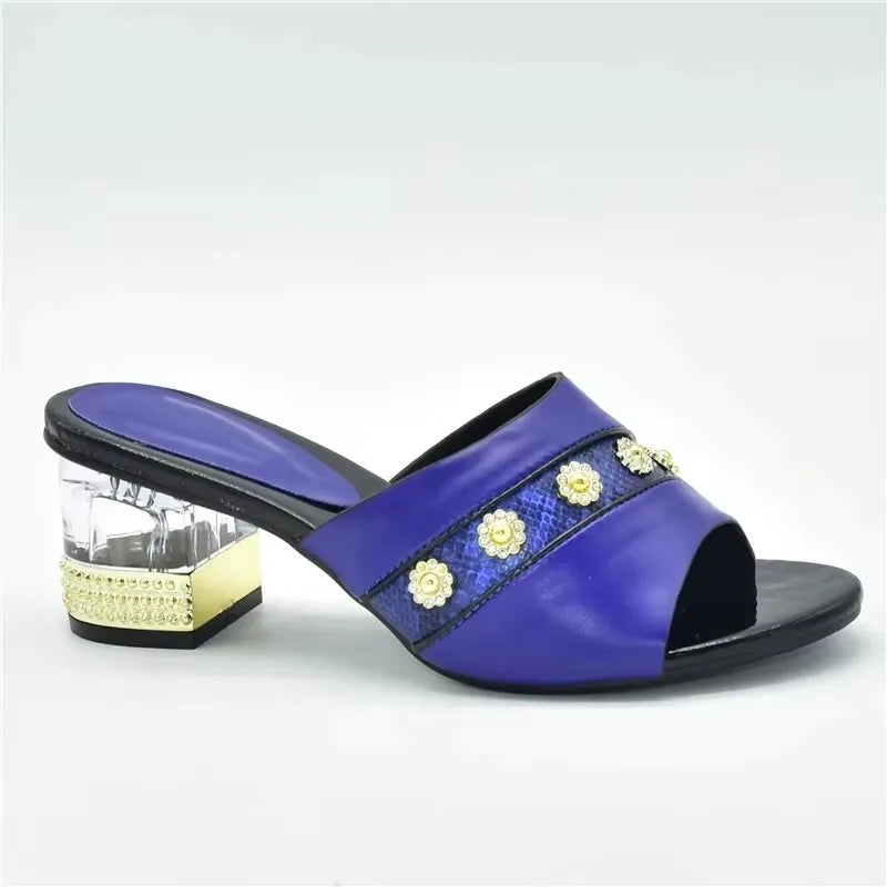 African Shoe Decorated with Rhinestone Luxury 2025 Rhinestone Wedding Party Shoes Nigerian Women Sandals High Quality